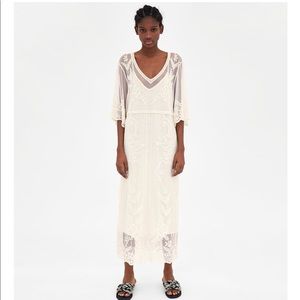 Zara long white lace dress!! Only worn once!